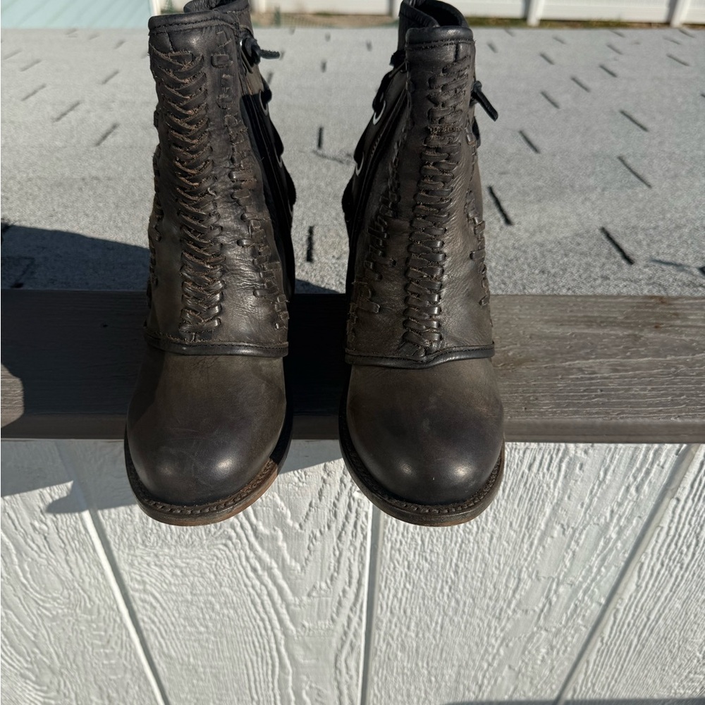 Freebird Black Lace Up Leather Boots